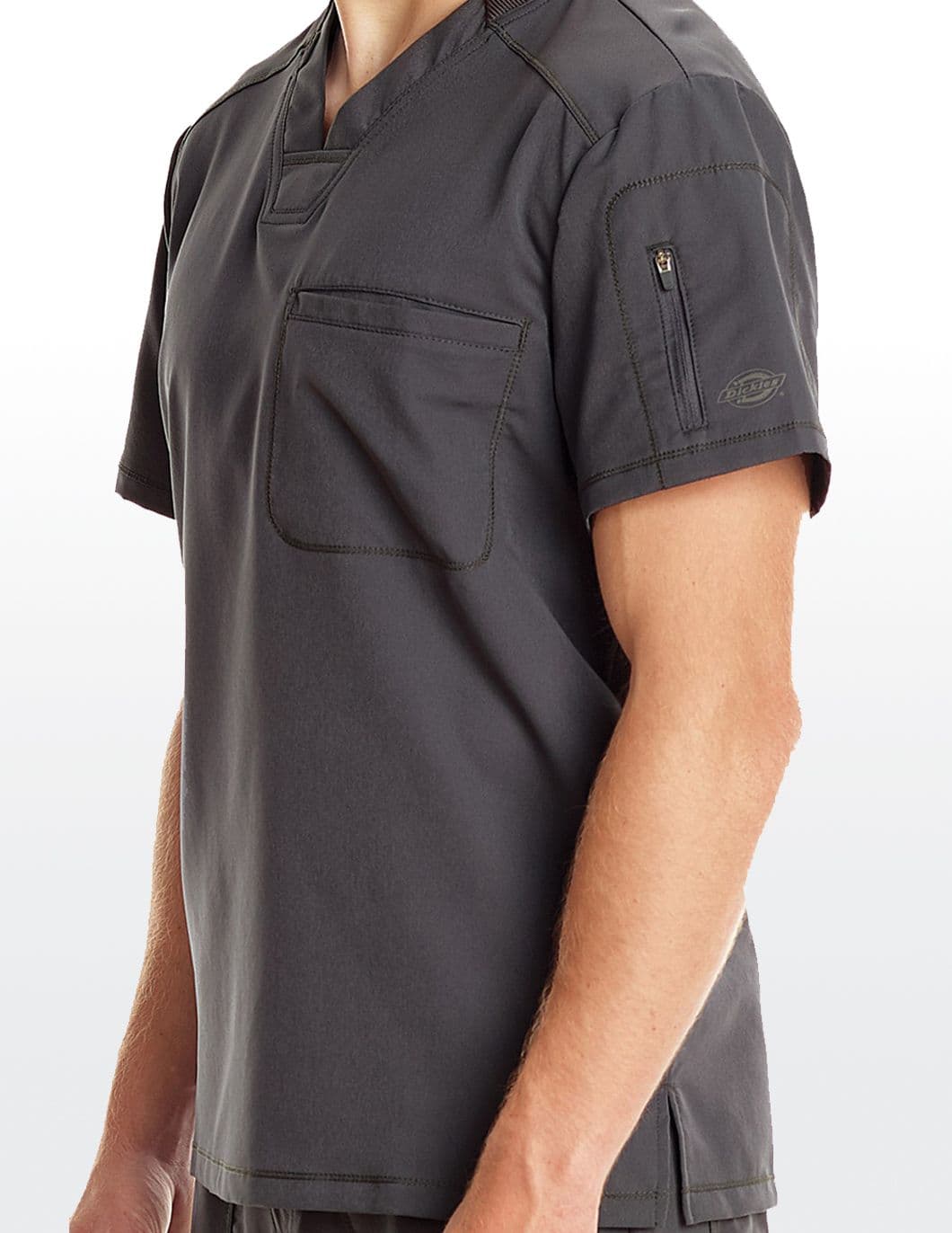 dickies-dynamix-mens-vneck-scrub-top-pewter-side