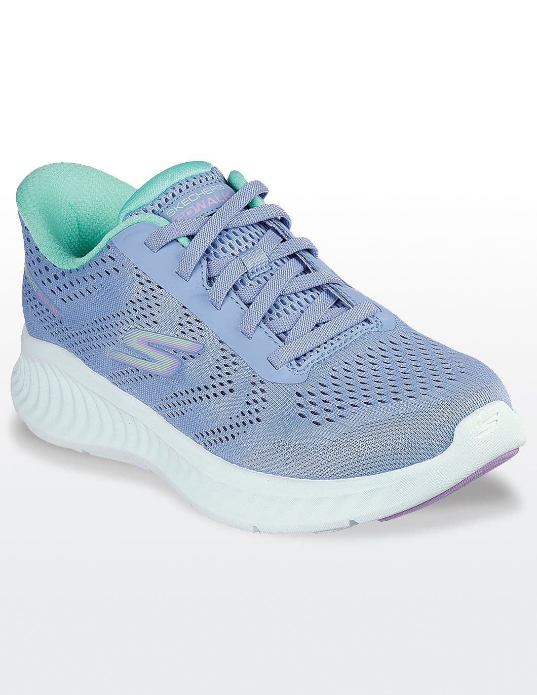 medical-tennis-shoes-Skechers-womens-blue-green-front