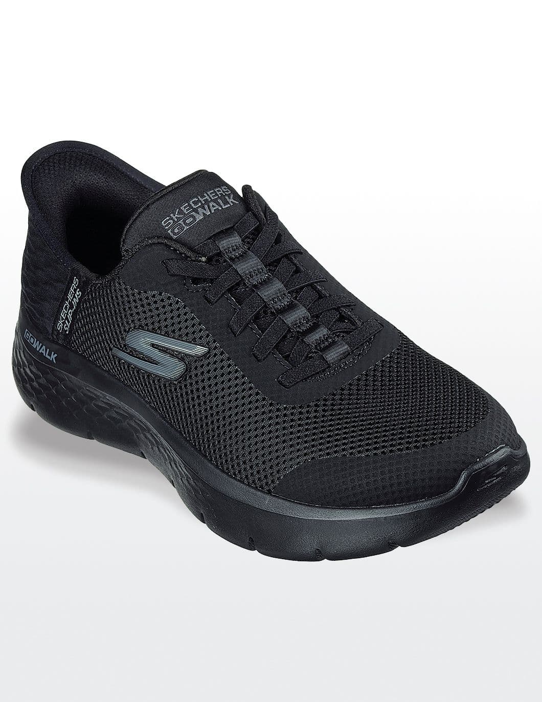 medical-tennis-shoes-Skechers-womens-black-front