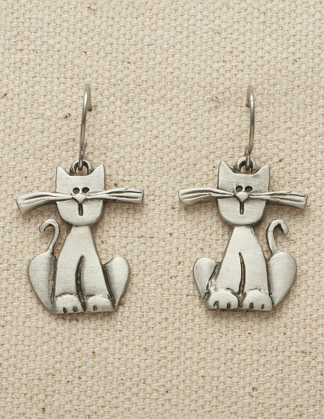 pewter-cat-earrings-with-whiskers