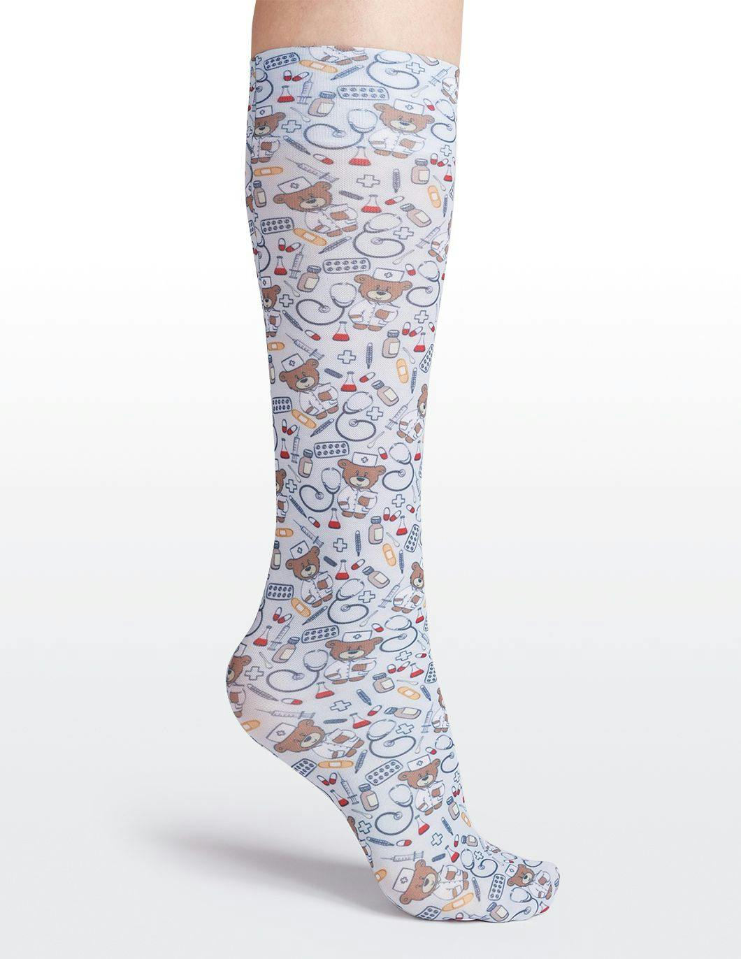 cutieful-compression-socks-10-18-mmhg-nurse-bears-print