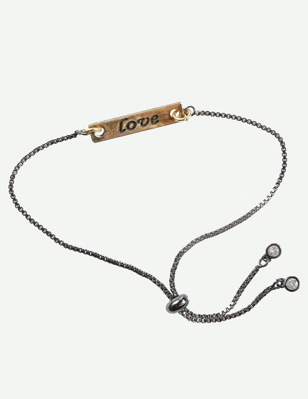 love-adjustable-gunmetal-brass-charm-bracelet